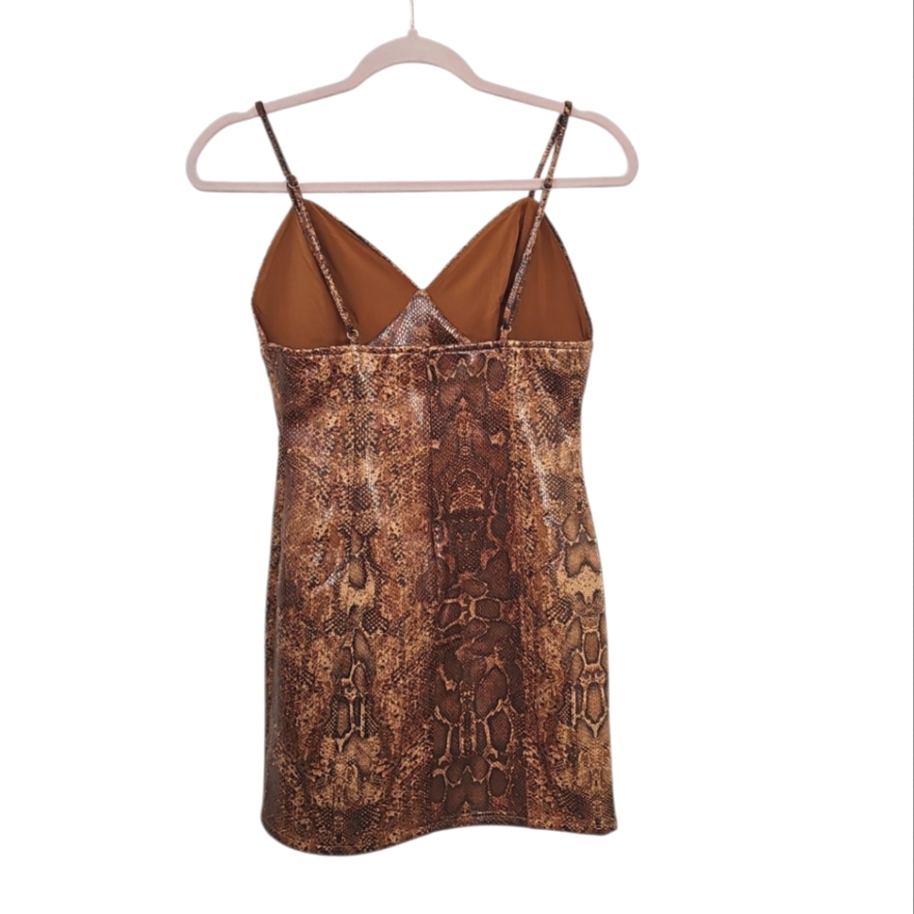 NEW Anthropologie Womens Brown Snake Print Bodycon Mini Dress Size Small - Picture 3 of 3